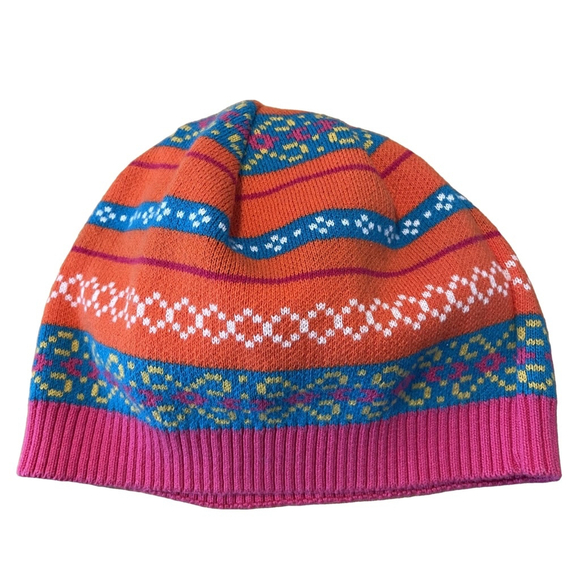 Hanna Andersson Knit Hat Colorful Pink, Turquoise, Orange Girl’s Size Medium - Picture 1 of 8